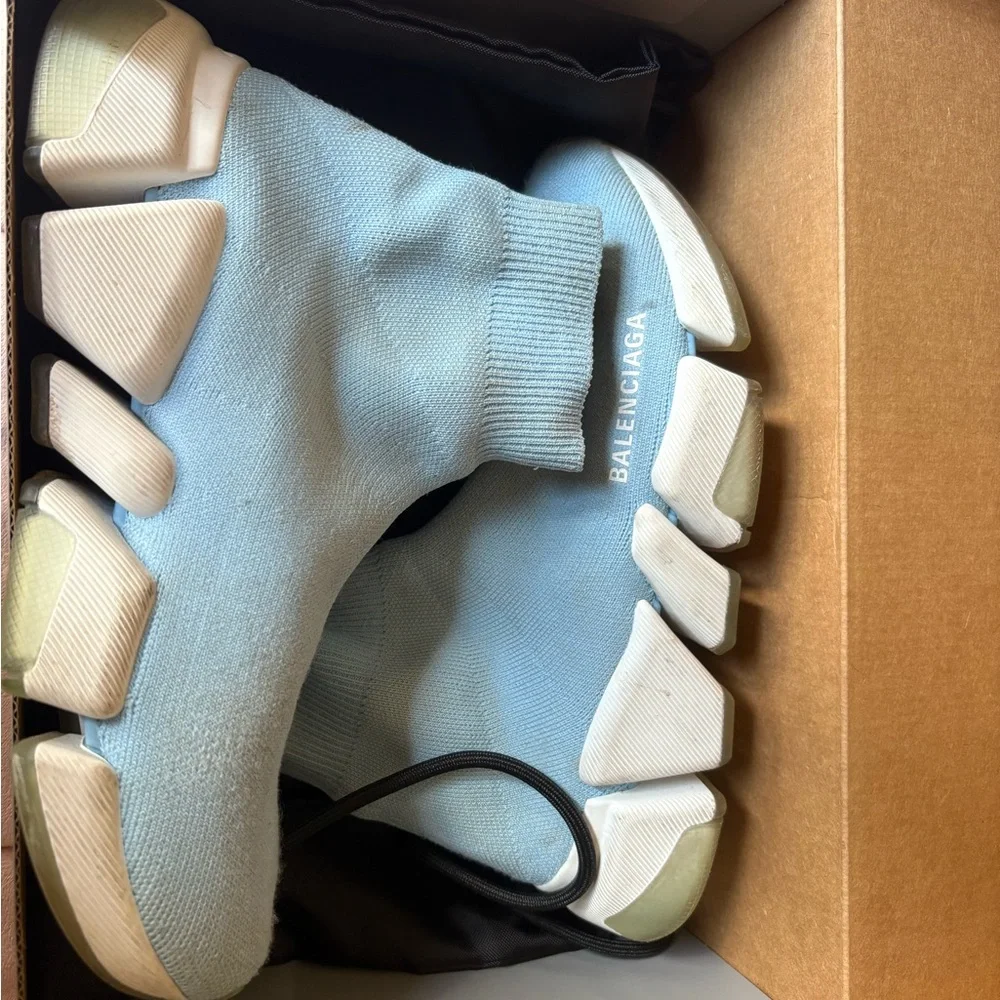 Balenciaga Light Blue Sock Sneakers - Picture 2 of 4